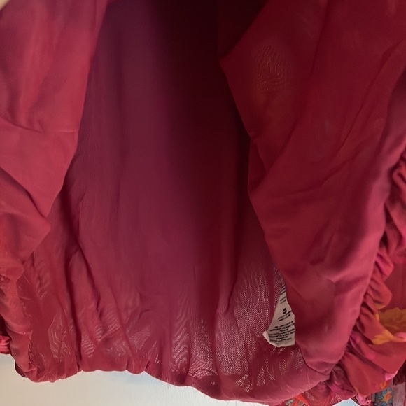 Free People Berry Wildflower Honey Boho Blouse Puffy Sleeves Girly Romantic Top - Picture 7 of 11